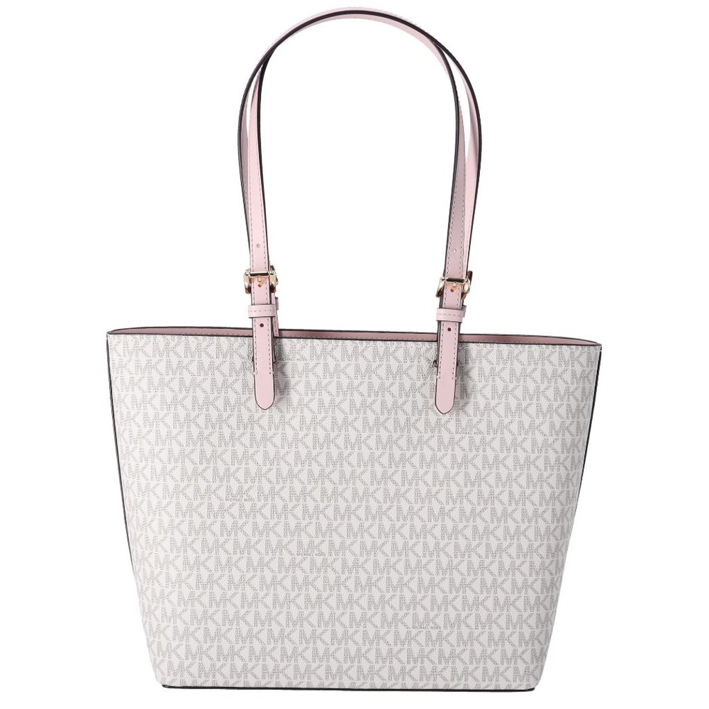 Michael Kors Jet Set Travel Medium Double Pocket Tote Vanilla MK Blush Pink - Picture 6 of 9